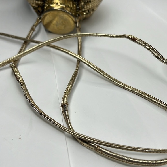 Whiting and Davis Gold Chain Mesh Link Expandable Top Pop Beggars Crossbody Bag - Picture 11 of 11